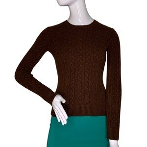 Lilly Pulitzer VTG Cable Knit Crewneck Sweater 100% Cashmere Brown Size S